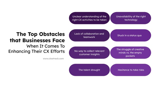 top obstacles that businesses face when it comes to enhancing their CX efforts