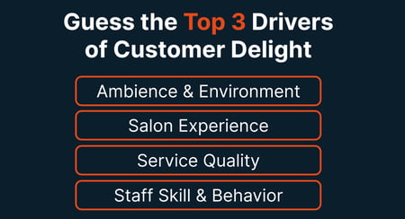 guess the top 3 drivers of customer delight: salon and spa